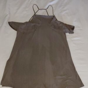 Zara Taupe Cold-Shoulder Top